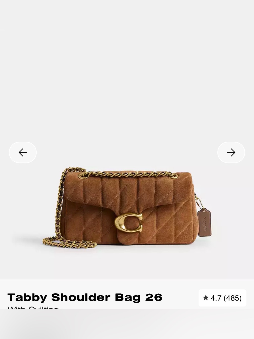 Bnwt Coach Tabby 26 Suede Quilted Shoulder Bag In Cedar